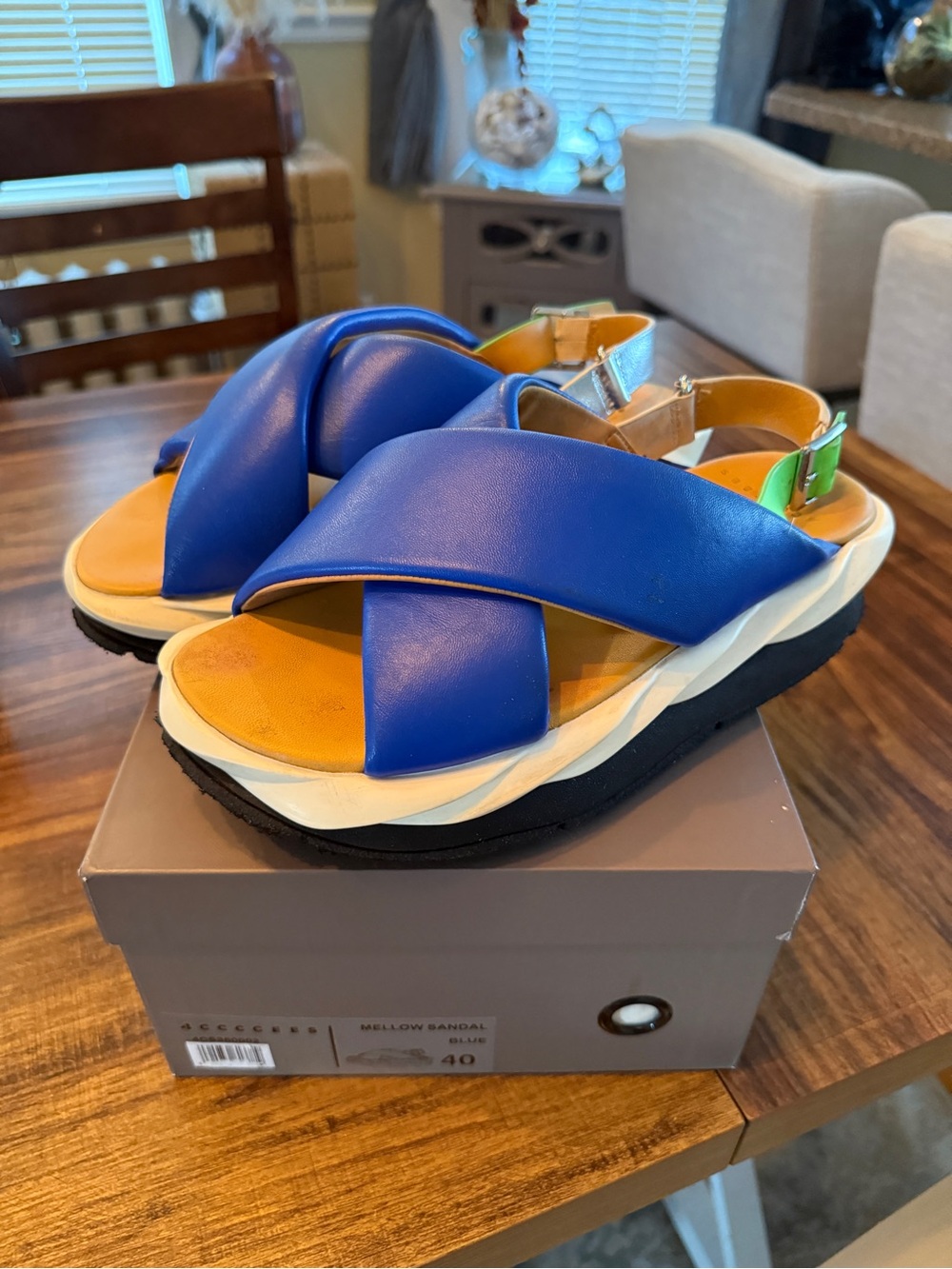 Do Not Purchase - Blue Cross-Strap Platform Sandals